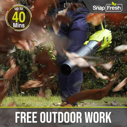 SnapFresh Cordless Leaf Blower - 550CFM Brushless Electric Leaf Blower with 2 x 4.0 Ah Battery and Fast Charger - Lightweight 20V Yard and Garden Blower for Lawn Care…