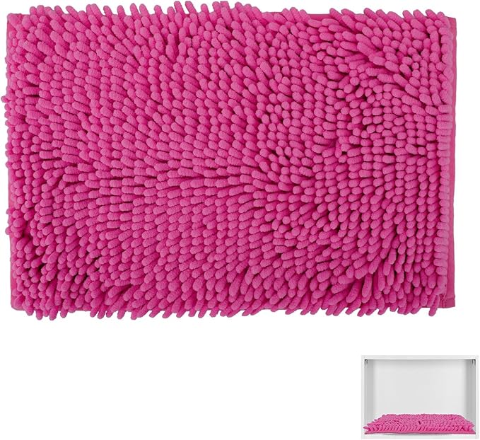 Locker Rug school girl rugs Carpet Chenille 100% Microfiber Locker Carpet with Non Skid Backing Locker Decorations (Rose Red, 11.5X17.5)