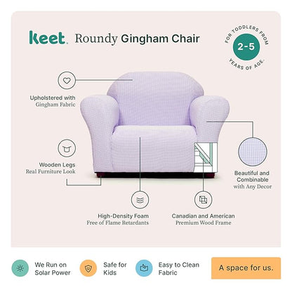 KEET Roundy Kid's Chair, Gingham Chair Only, Lavender