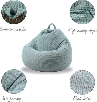 Stuffed Animal Storage Bean Bag Chair Cover (No Filler) Washable Ultra Soft Corduroy Bean Bag Cover for Organizing Plush Toys, Bean Bag for Adults