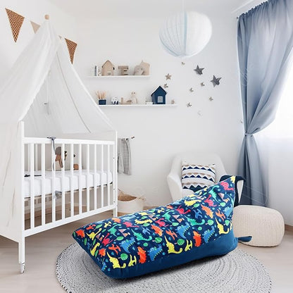2 Pcs Stuffed Animal Storage Bean Bag Chair Stuffed Animal Bean Bag Storage Large Beanbag Covers Stuff Animal Organizer Bean Bag Couch for Kids Adults Plush Toys Pillows, Cover Only (Dinosaur)