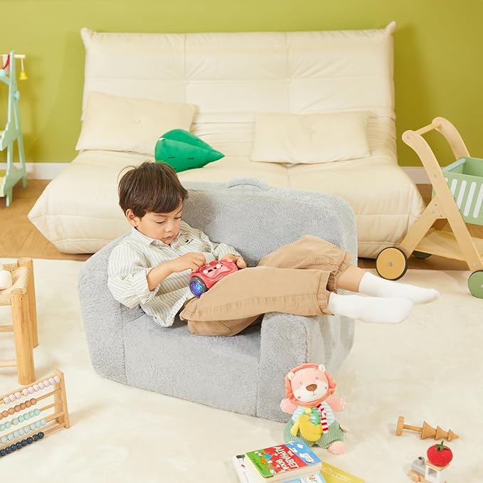 Toddler First Chair, Baby Chairs Comfy Toddler for Boys and Girls for Ages 18 Months and Up, Fits Any Decor (Grey)