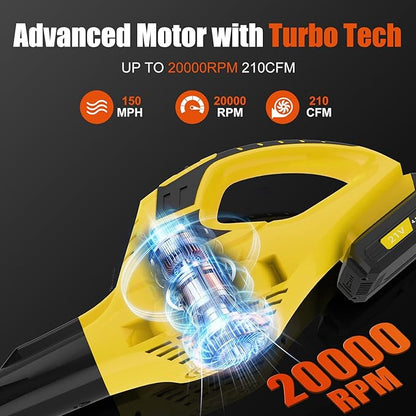 Leaf Blower Cordless,4.0 Ah 21V Handheld Electric Leaf Blower with Battery and Fast Charger, 2 Speed Mode, Lightweight Battery Powered Leaf Blowers for Lawn Care, Patio, Yard, Sidewalk