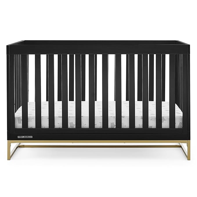 Delta Children Jade 4-in-1 Convertible Crib - Greenguard Gold Certified, Ebony/Bronze