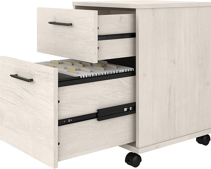 Bush Furniture Key West 2-Drawer Mobile File Cabinet, Letter/Legal, Linen White Oak, 15.75-Inch (KWF116LW-03)