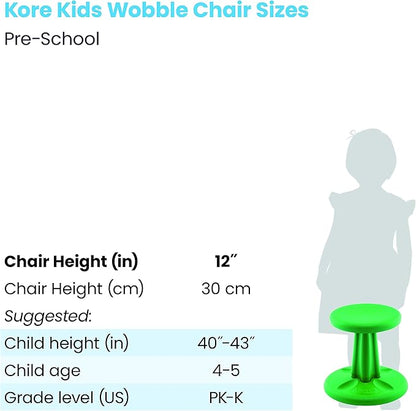 Kore Kids Preschool Wobble Chair - Flexible Seating Stool for Classroom, Preschool, Kindergarten & Elementary School - Age 4-5 yrs, Purple (12in)