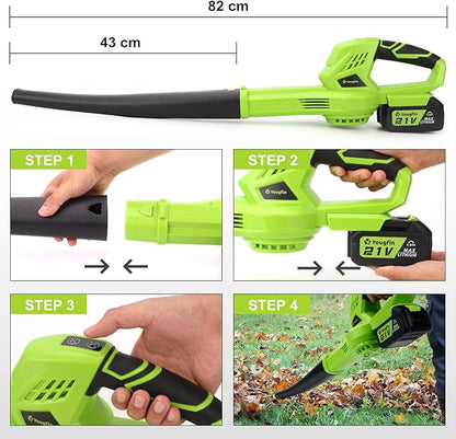YOUGFIN Cordless Leaf Blower,21V Battery Powered Leaf Blower for Lawn Care, Electric Lightweight Mini Leaf Blower (Battery & Charger Included)