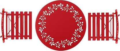 Alpine Corporation Indoor/Outdoor 3-Piece Bistro Set Folding Table and Chairs Patio Seating, Red