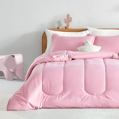 SLEEP ZONE Kids Pink Bedding Comforter Set Full/Queen Size - Super Soft & Cute Printed 3-Piece Comforter Set All Seasons for Girls, Fade Resistant, Machine Washable, Ballet Pink