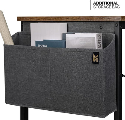 MoNiBloom Home Office Gaming Desk, 47 Inches Computer Study Table with A Storage Bag, Rustic Brown