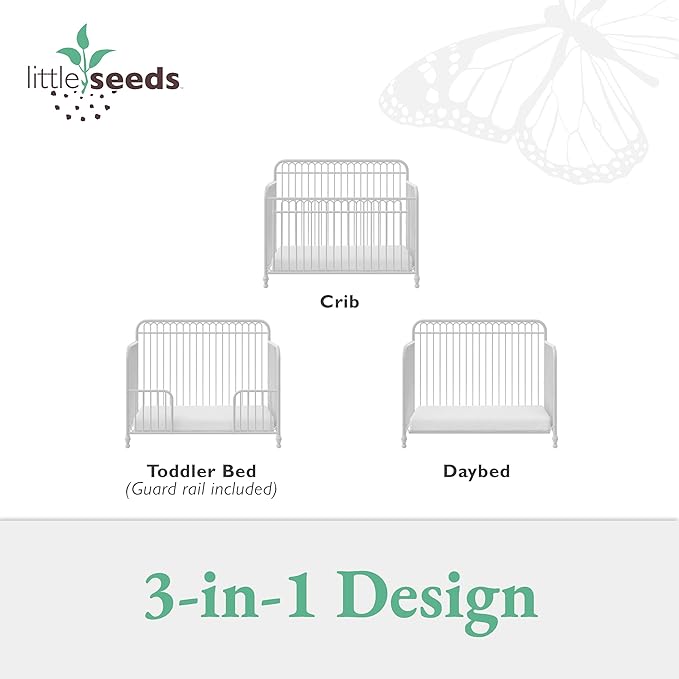 Little Seeds Ivy 3-in-1 Convertible Metal Crib, Off White