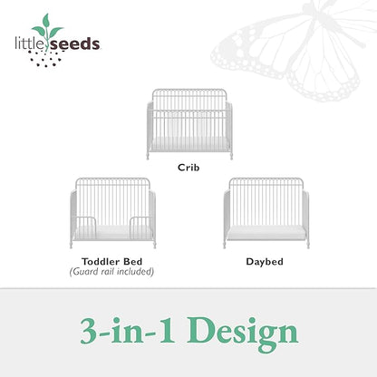 Little Seeds Ivy 3-in-1 Convertible Metal Crib, Off White
