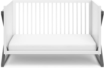 Storkcraft Equinox 3-in-1 Convertible Crib (Gray) – Easily Converts to Toddler Bed and Daybed, 3-Position Adjustable Mattress Support Base, Modern Two-Tone Design for Contemporary Nursery