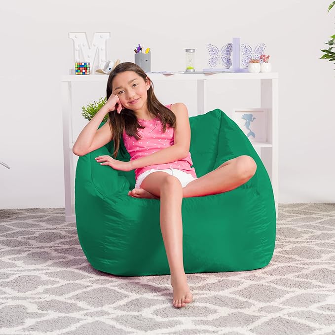 Posh Creations Structured Comfy Bean Bag Chair for Gaming, Reading, and Watching TV, Coronado Chair, Microsuede - Tide Pool