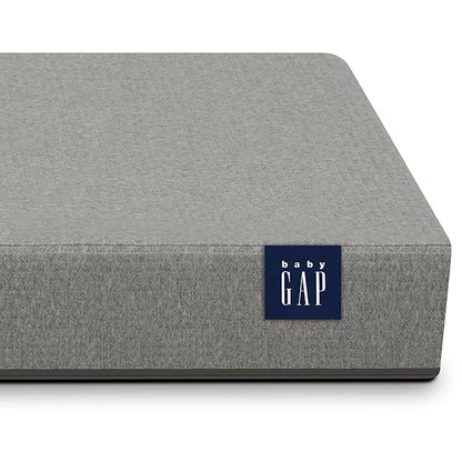 babyGap by Delta Children Oxford 6-in-1 Convertible Crib TrueSleep 2-Stage Deluxe Crib and Toddler Mattress (Bundle), Navy/Natural