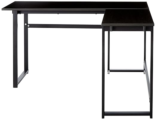 ZINUS Luke 53 Inch Black Metal Corner Desk / L-Shaped Computer Desk / Office Desk / Easy, Bolt Free Assembly