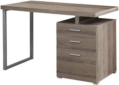Monarch Specialties Computer Desk with File Cabinet-Left or Right Set-Up, 48" L, Dark Taupe