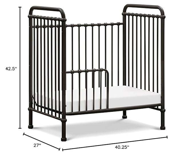 NAMESAKE Abigail 3-in-1 Convertible Mini Metal Crib in Vintage Iron, Greenguard Gold Certified