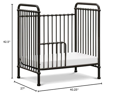 NAMESAKE Abigail 3-in-1 Convertible Mini Metal Crib in Vintage Iron, Greenguard Gold Certified