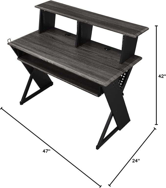 Acme Furniture Rectangular Music Desk Table with Earphone Rack, Black