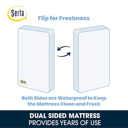 Delta Children Bentley S Series 4-in-1 Crib, Chocolate + Serta Perfect Slumber Dual Sided Recycled Fiber Core Crib and Toddler Mattress (Bundle)