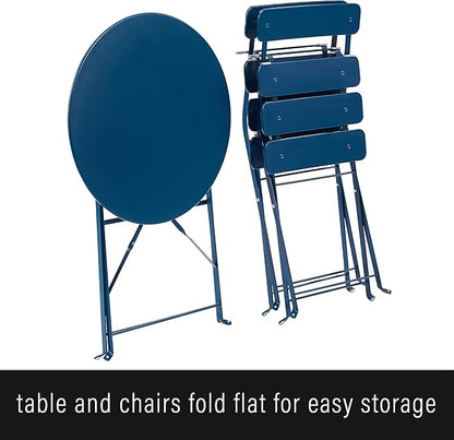 Crosley Furniture CF7390-NV Karlee Retro Metal Indoor/Outdoor 3-Piece Bistro Set with Table and 2 Chairs, Navy