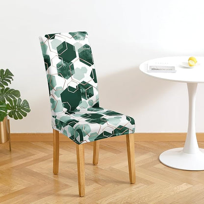 Gibelle Dining Room Chair Covers Set of 6, Soft Stretch Kitchen Chair Covers Slipcover Protector, Removable Washable Geometric Parson Chair Covers 6 Pack, Hunter Green