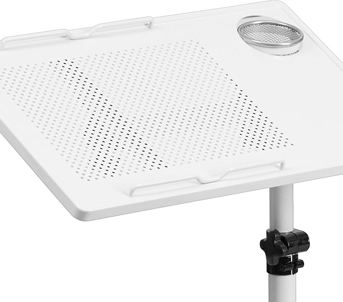 Flash Furniture Macon White Adjustable Height Steel Mobile Computer Desk