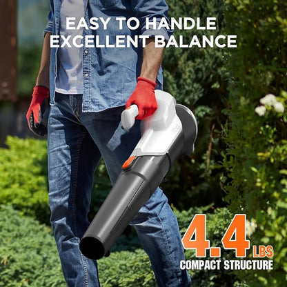 Litheli 20V Cordless Leaf Blower with Battery, 2.0 Ah, 355CFM/85MPH, 2 Speeds - Electric Leaf Blower for Lawn Care, Patio, Dust, Leaves
