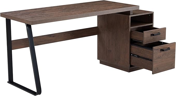 NicBex Laik-DW-00004-DX Desks, 65.3" W x 23.6" D x 30" H, Brown