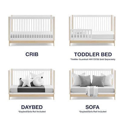 Delta Children babyGap Tate 4-in-1 Convertible Crib TrueSleep Crib and Toddler Mattress (Bundle), Bianca White/Natural