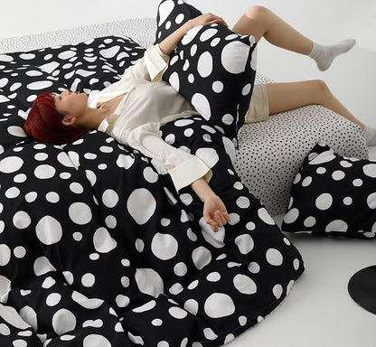White Polka Dots Comforter Twin Black White Dots Print Reversible Gingham Twin Bedding Comforter Set Boys Girls Black White Bed Sets Soft 3Pcs Twin Comforter Sets