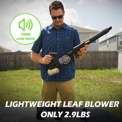Cordless Leaf Blower, 2 x 21V 4.0Ah Battery and Charger, 3 Speed Mode, 160 MPH 180CFM Lightweight Battery Powered Leaf Blower for Lawn Care, Patio, Yard, Sidewalk,Snow Blowing