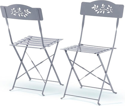 Alpine Corporation Folding Table and Chairs Patio Seating, Gray