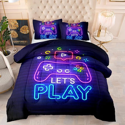 Kids Comforter Set for Boys,Gamer Bedding Sets for Boys,Teen Boy Comforter Set Full,Boys Full Bedding Set,Gaming Comforter Sets Including 1 Gaming Comforter&2 Pillowcases
