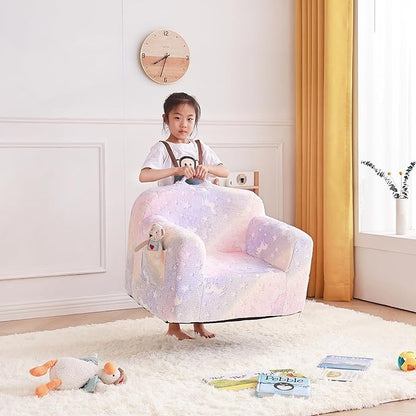 Tiita Kids Sofa, Children Couch with Carrying Handle & Side Pockets, Kids Foam Chair, Toddler Armrest Chair, Lightweight Children Sofa Chair, Kids Read Sofa for Girl or Boy(Twill Pegasus)