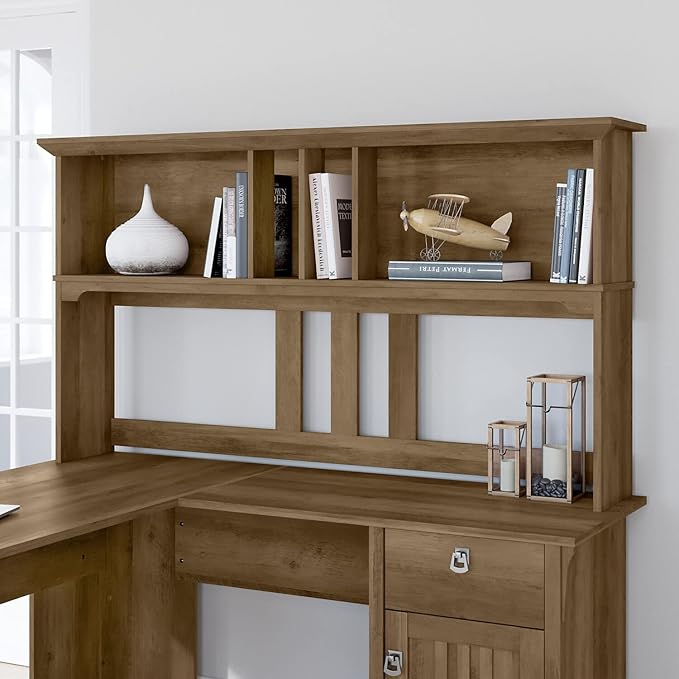 Bush Furniture Salinas Hutch for L Shaped Desk, 60W, Reclaimed Pine