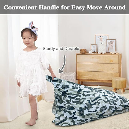 Jorbest Stuffed Animal Storage, Soccer Stuffed Animal Bean Bag Storage, Bean Bag Chair Cover for Kids, Luxury Velvet Stuffie Seat - Cover ONLY (200L/52 Gal)