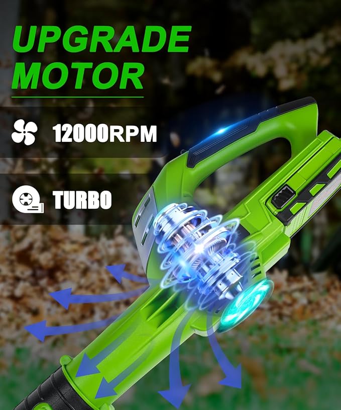 Leaf Blower Cordless with 20V 2.0Ah Battery and Fast Charger, Battery Powered Electric Leaf Blower for Lawn Care