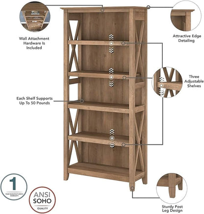 Bush Furniture Salinas Hutch, Desk Attachment with Shelf Storage for Home Office, 60W, Ash Brown