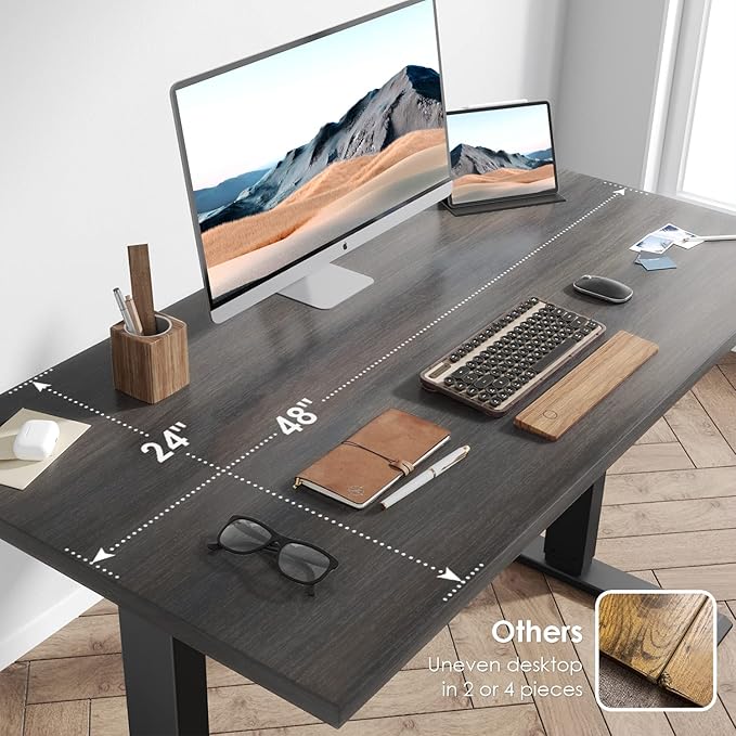Sunon Sit Laptop Computer Writing Workstations with 3 Pre-Set and USB Port 48" for Home Office Smart Advanced Standing Desk, Grey