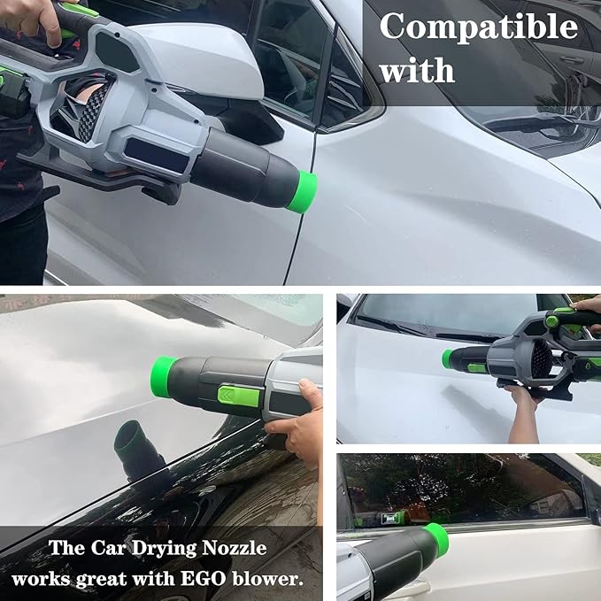 Car Drying Nozzle for EGO Leaf Blower, for Replace Blower 530, 575, 580,615, 650, 765, Bare Car Drying (8" Long) & Green Protective Silicone Band