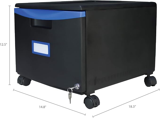Storex 61269A01C File Cabinet, 1-Pack, Black/Blue