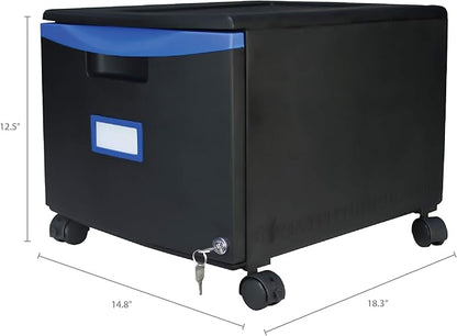 Storex 61269A01C File Cabinet, 1-Pack, Black/Blue
