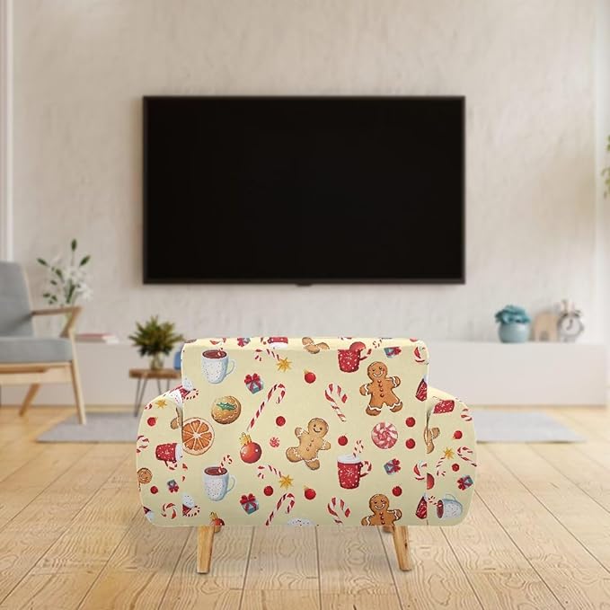FKELYI Cute Christmas Sofa Couch Cover with Elastic Bottom Stretch Furniture Protector for Indoor Easy Going Stretch Sofa Slipcovers M