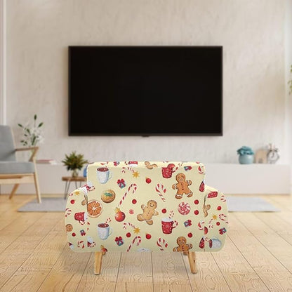 FKELYI Cute Christmas Sofa Couch Cover with Elastic Bottom Stretch Furniture Protector for Indoor Easy Going Stretch Sofa Slipcovers M