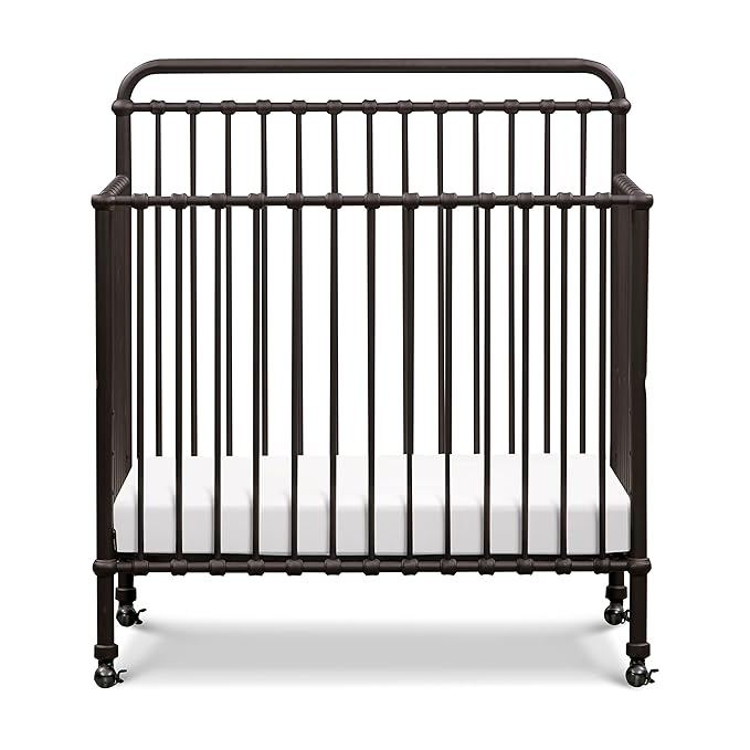 NAMESAKE Winston 4-in-1 Convertible Mini Metal Crib in Vintage Iron, Greenguard Gold Certified