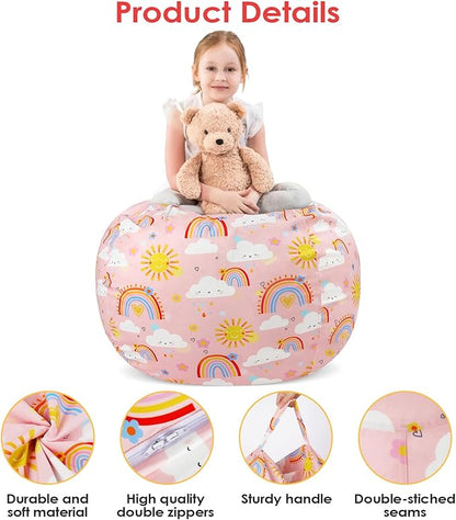 Bean Bag Chair for Kids Stuffed Animal Storage Beanbag Chairs,Toddler Toy Storage Organizer for Girls and Boys,Large 32'' Cover Only（No Filling