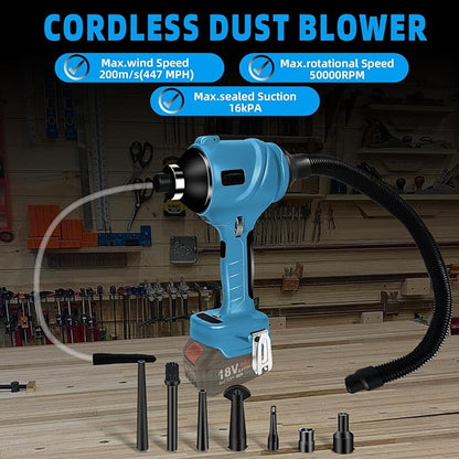 Cordless Dust Blower for Makita 18V Battery, Brushless Handheld Air Blower Compressed Air Duster 447 MPH for Garages Workshop Sawmill Room Home Cleaning(Battery Not Included)