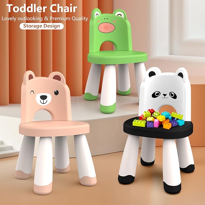 Kids Plastic Chair, Durable and Lightweight Kids Chair,11" H Seat, Indoor or Outdoor Use for Toddlers Boys Girls Birthday Gifts (Pink)